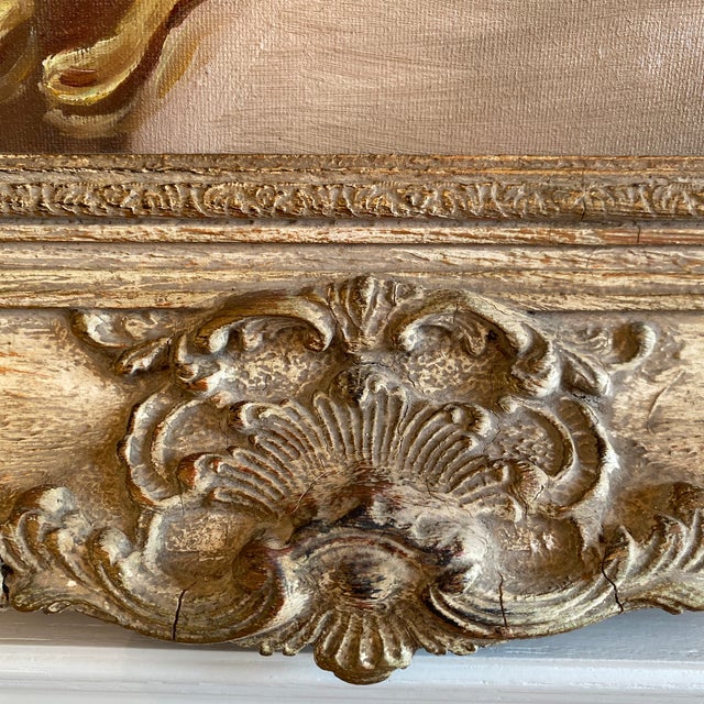 Mid 20th Century Vintage Floral Still Life Oil Painting on Board in Ornate Gold Toned Wood Frame For Sale - Image 5 of 12