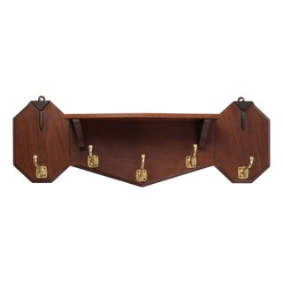 Art Deco Coat Rack in Oak and Copper, Belgium, 1920s For Sale