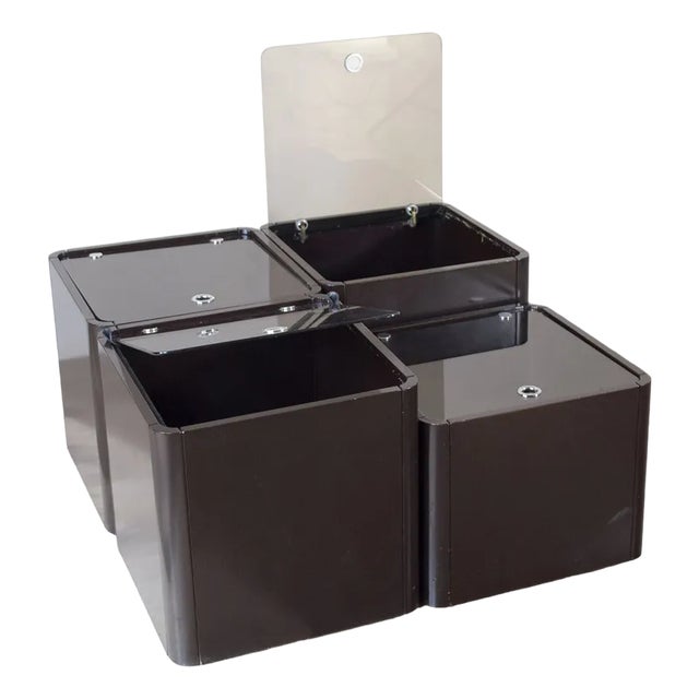 Mid-Century Italian Modular Boxes, 1970s, Set of 4 For Sale