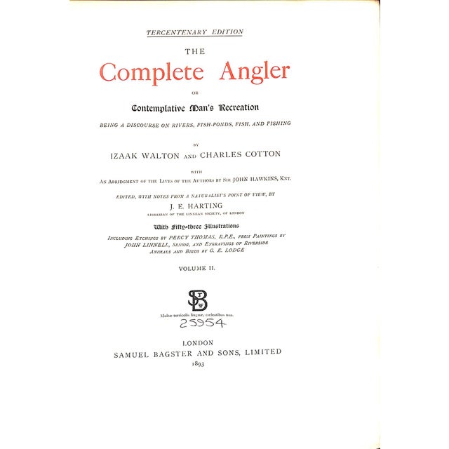 WALTON, Izaak and COTTON, Charles Volume I: [245] pp. Volume II: [243] pp. Samuel Bagster And Sons, Limited 1863 10 1/4" x...