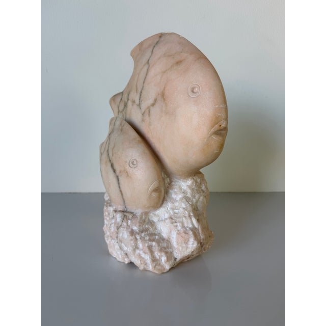 1980’s Vintage Hand-Carved Marble Tropical Fish Sculpture For Sale - Image 4 of 12