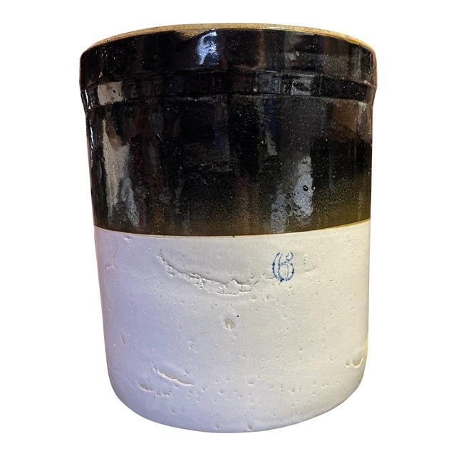 Antique Salt Glaze Stoneware 8 Gallon Crock For Sale