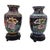 Pair of Vintage Chinese Cloisonné Vases on Wood Stands – Black Enamel With Autumn Floral Motif For Sale - Image 4 of 10