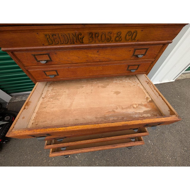Antique Belding Bros. & Co. Oak Silk Spool Mercantile Cabinet, Circa 1900 For Sale - Image 13 of 18