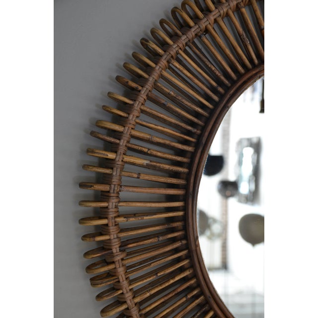 DESIGN FRERES Oculus' Round Rattan Mirrors - A Pair For Sale - Image 4 of 6