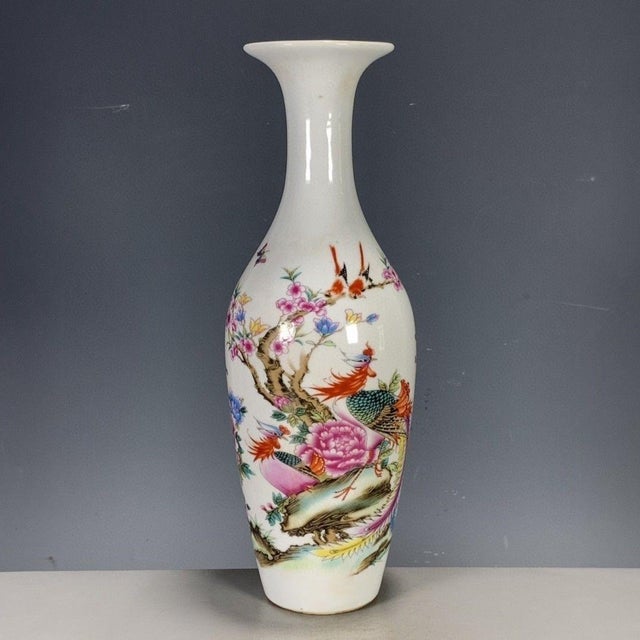 Dimensions: Height 23cm (9.06") x Body Diameter 10cm (3.94") Material: Glazed Porcelain, Famille Rose Enamel Style:...
