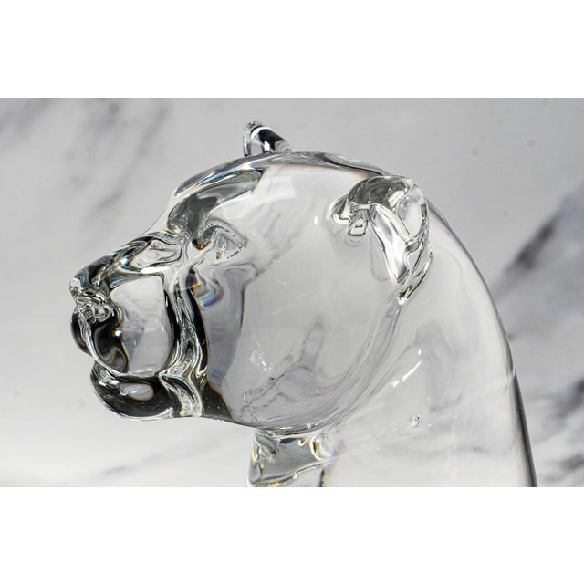 French Solid French Crystal Animal Bust Vintage Baccarat Crystal Panther Head Sculpture Art Luxury Home Decor For Sale - Image 3 of 15