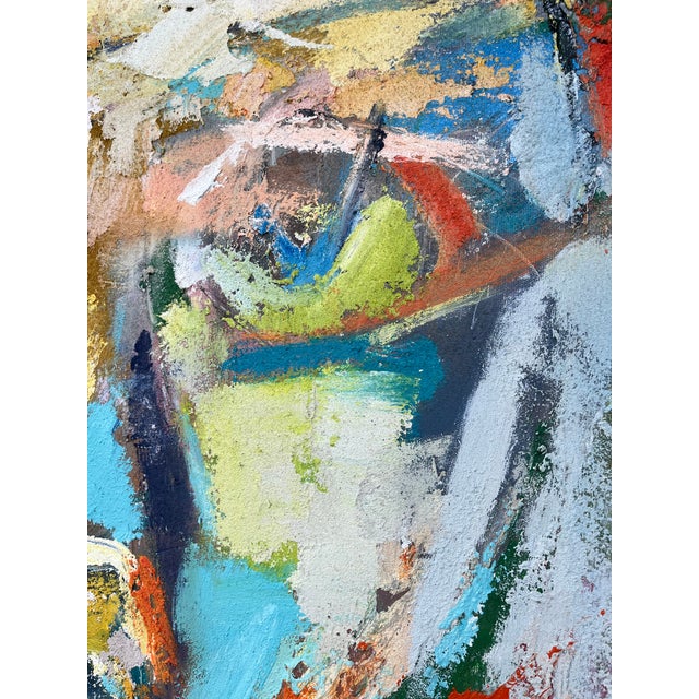 Wood Contemporary Abstract Expressionist Portrait Original Oil Painting For Sale - Image 7 of 12