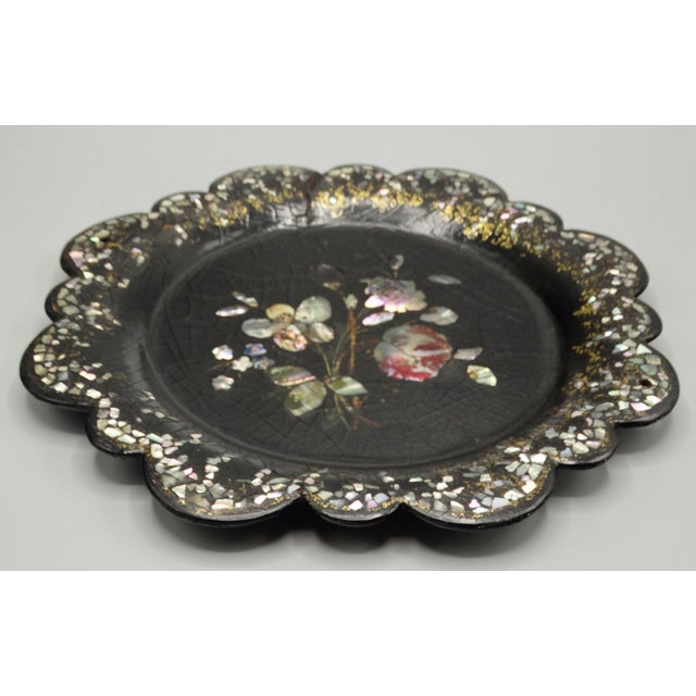 Paper Antique English Papier Mache Tray Wine Coaster For Sale - Image 7 of 11