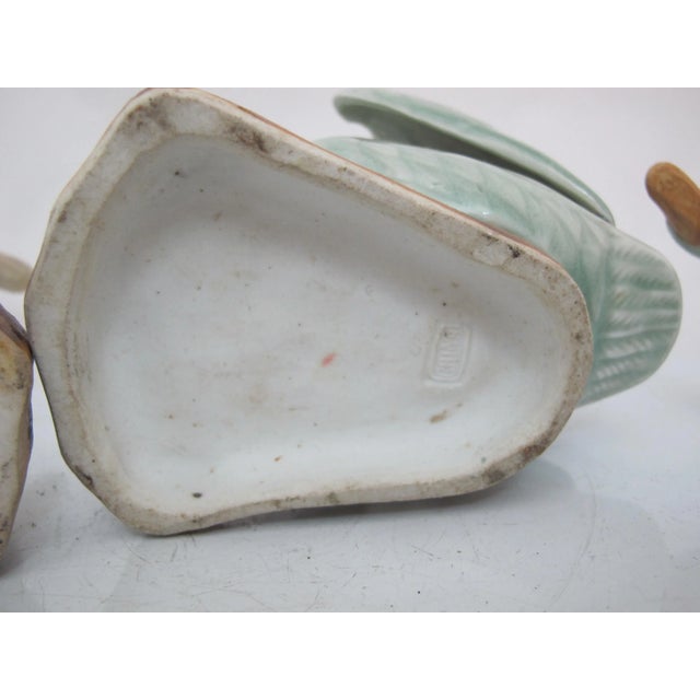 Early 20th Century Vintage Chinese Celadon Glazed Porcelain Goose Family Figurine Statue Trio For Sale - Image 5 of 10