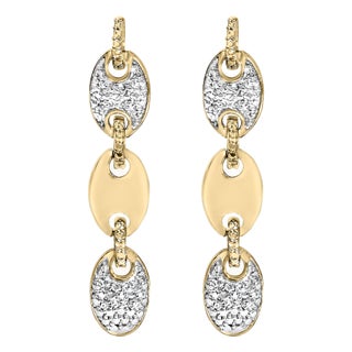 Gold Vermeil 1/10 Cttw Diamond Bold Disc Link Earrings, Pair For Sale
