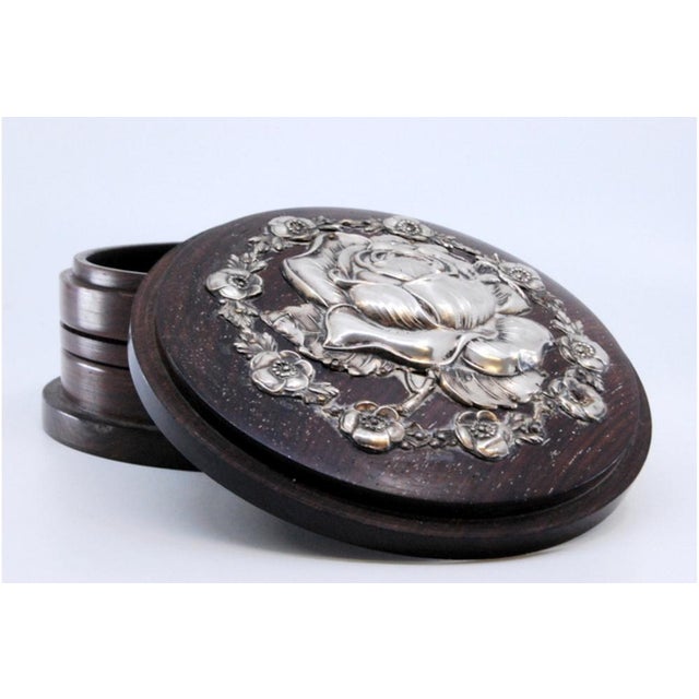 Rosewood Jewelry Box with Silver Applications For Sale - Image 4 of 10