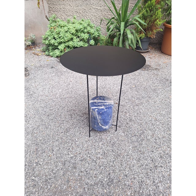 Sky-Line Series Panna Cotta Coffee Table in Stainless Steel and Blue Marble by Marta Ferri / Ron Gilad for Molteni, 2010s For Sale - Image 3 of 7