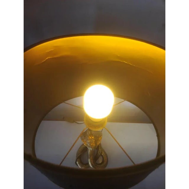 Metal Brass Cobra Table Lamps in the style of Maison Jansen, 1975, Set of 2 For Sale - Image 7 of 10