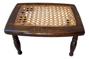 19th Walnut Footstool W/ Cane Seat