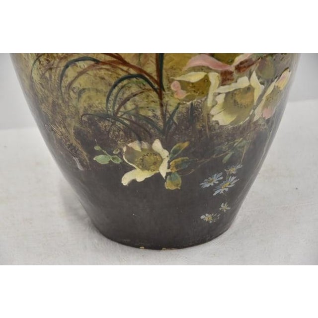 English Large English Majolica Aesthetic Floor Vase For Sale - Image 3 of 13