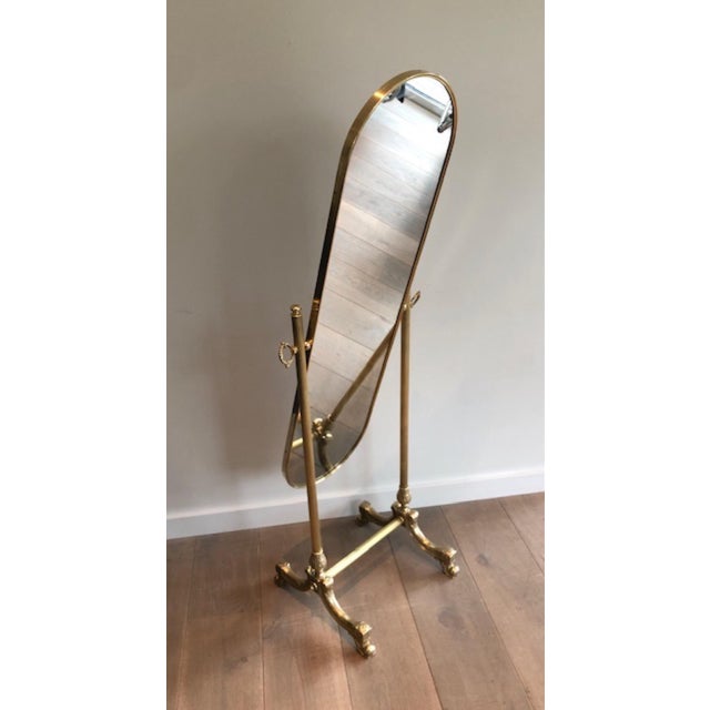 Neoclassical brass Psyche mirror in the style of Maison Jansen For Sale - Image 6 of 12