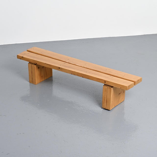 1970s Pine Bench in the La Rive Residence Arc 1600, France, 1970 For Sale - Image 5 of 13