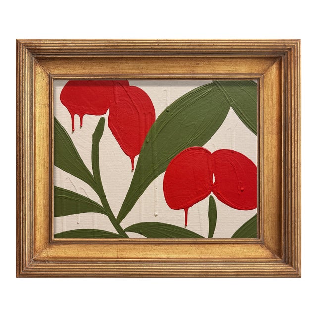 Ron Giusti Mini Tsubasa Orchid Taupe Red Acrylic Painting For Sale