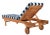 Modern Newport Chaise Lounge Chair with Side Table, Natural/Blue Stripe Cushion For Sale - Image 3 of 10