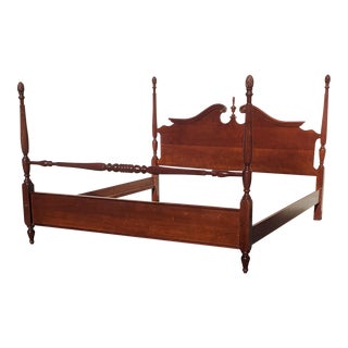 Late 20th Century Solid Cherry Semi Poster Pineapple King Size Bedstead For Sale