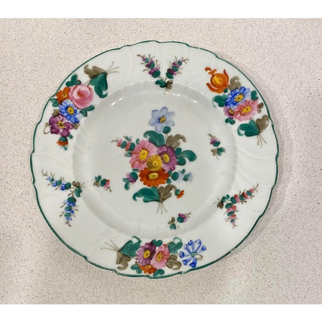 Shabby Chic Early 1900’s Hand Painted Salad or Dessert Plates, Set of 3 For Sale - Image 3 of 7