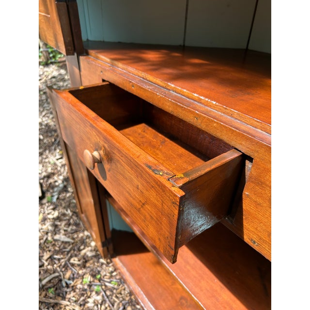 Antique Honey Pine Corner Cabinet With Painted Interior For Sale - Image 4 of 12