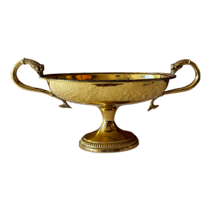 Vintage Mid 20th Century French Brass Compote With Koi Fish Handles