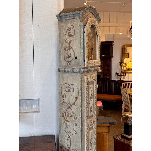 Antique White 19th Century Swedish Tall Case Clock For Sale - Image 8 of 15