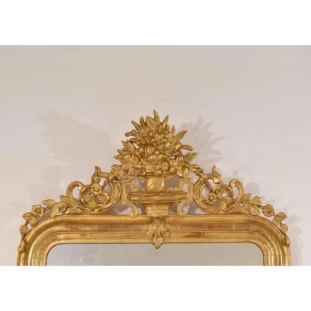 Antique Louis Philippe Rectangular Gold Leaf Mirror, 19th Century For Sale - Image 4 of 10