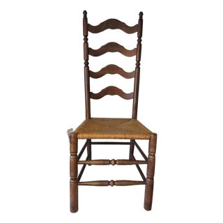 Mid 20th Century Vintage Ladderback Chair With Woven Rattan Seat Hi-Back For Sale