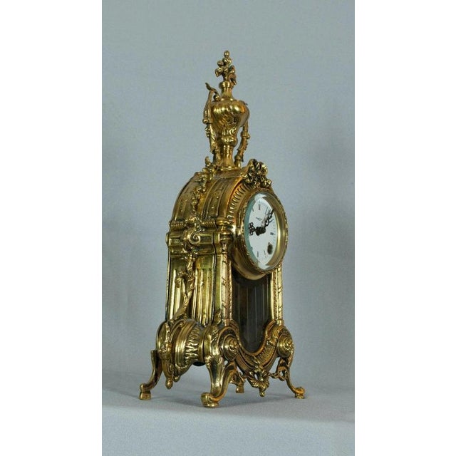 1960s Vintage Brass Mantel Clock with Franz Hermle Movement from Robert Grant, London, 1960s For Sale - Image 5 of 13