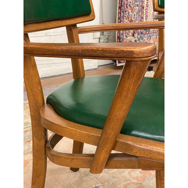 Green 1950s Mid-Century Changeback Boling Chair Co. Walnut Armchairs - a Pair For Sale - Image 8 of 12