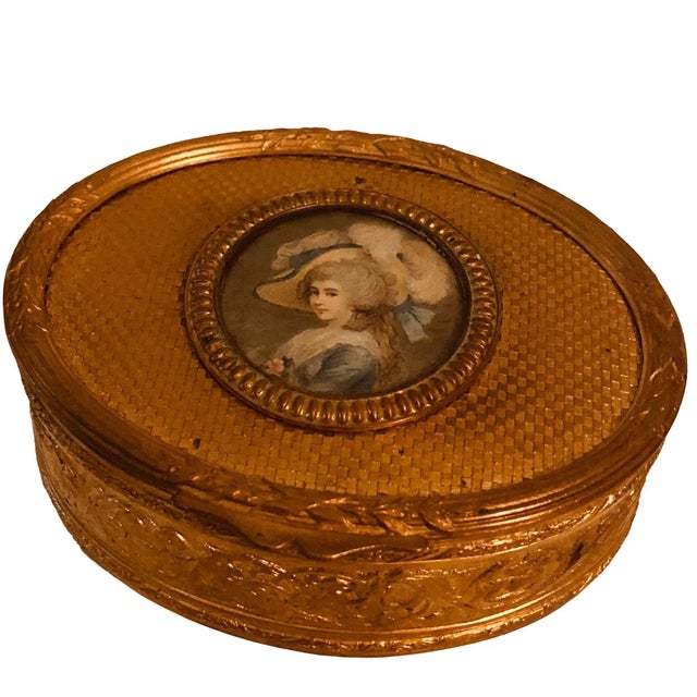Metal Late 19th Century Antique French Bronze Dore Portrait Box For Sale - Image 7 of 7