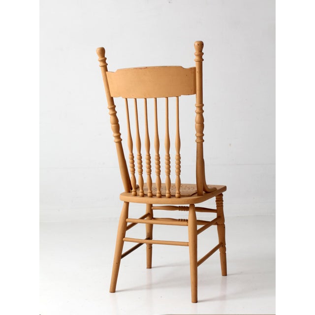Early 20th Century Antique Painted Pressback Spindle Chair For Sale - Image 5 of 11