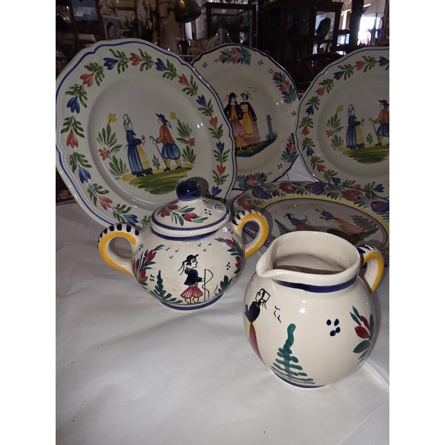 Collection of Eight Quimper French Faience Serveware Pieces For Sale - Image 10 of 16