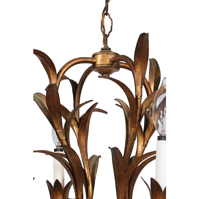 Mid 20th Century Italian Gilt Metal Foliate Chandelier C. 1940/60's For Sale - Image 5 of 12