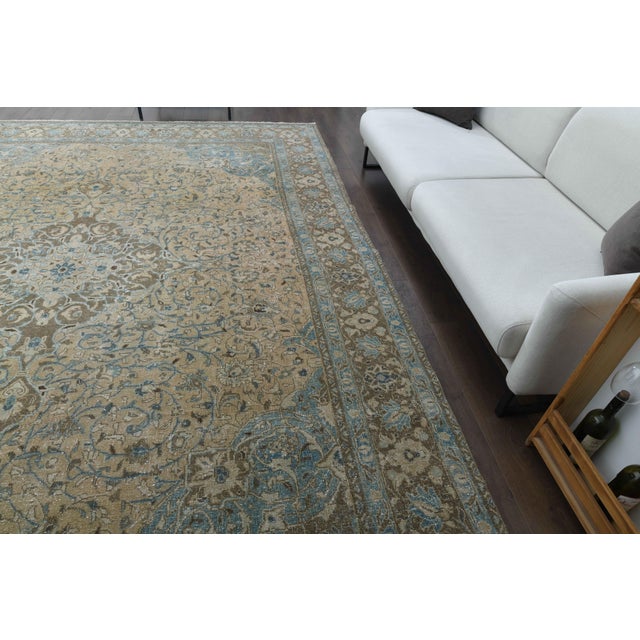 Textile 1960s Vintage Persian Handmade Wool Cotton Yellow Area Rug For Sale - Image 7 of 11