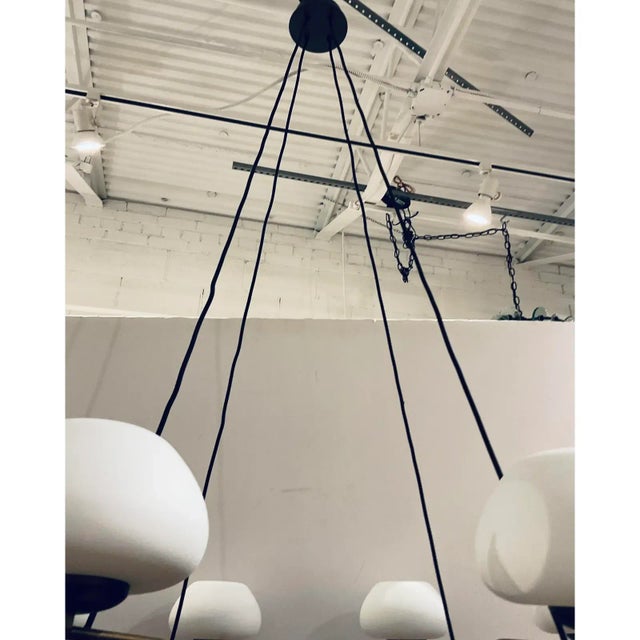 2020s Jonathan Browning for Baker Bronze and Bisque Glass Ring Gualala Chandelier For Sale - Image 5 of 5