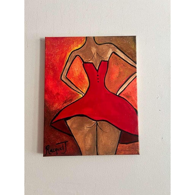 Contemporary 2026 “Scarlet Confidence” Original Acrylic on Canvas by RacquelJ For Sale - Image 3 of 3