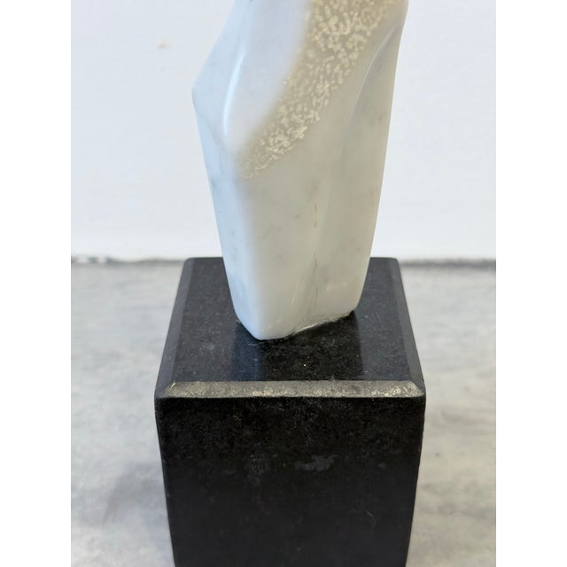 Fatima Fontes Abstract Carrara Marble Sculpture on Granite Base, Brazil 1990s For Sale - Image 9 of 13