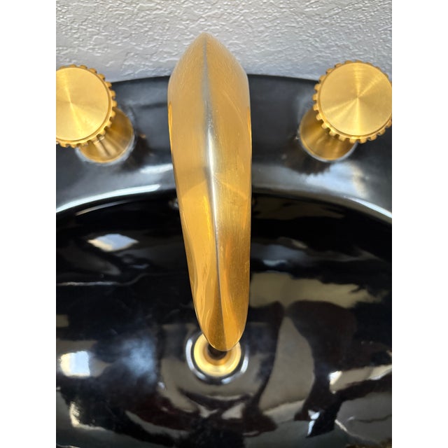 Vintage 80s Kohler Black Gold Pedestal Sink K-2124 With Faucet For Sale - Image 12 of 12