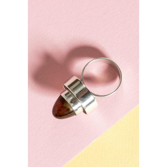 Silver and Amber Ring by Niels Erik From, 1960s For Sale - Image 3 of 9
