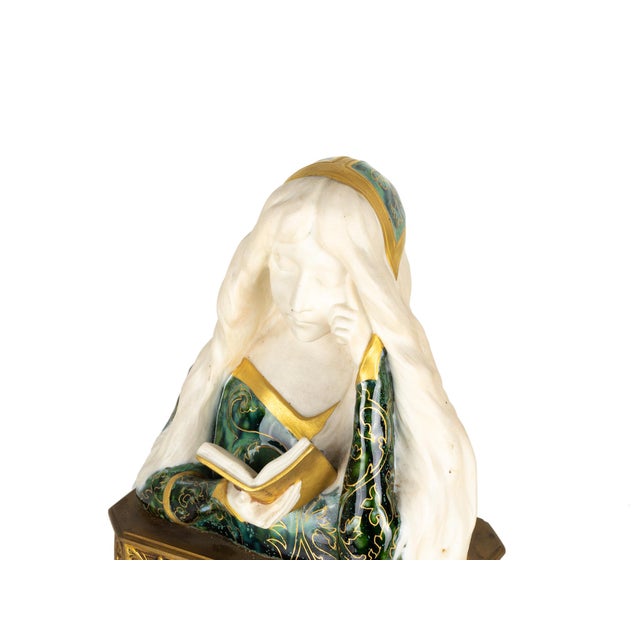 Art Nouveau Faience Woman Bust by Leon Noel Delagrange, 1889 For Sale - Image 13 of 18