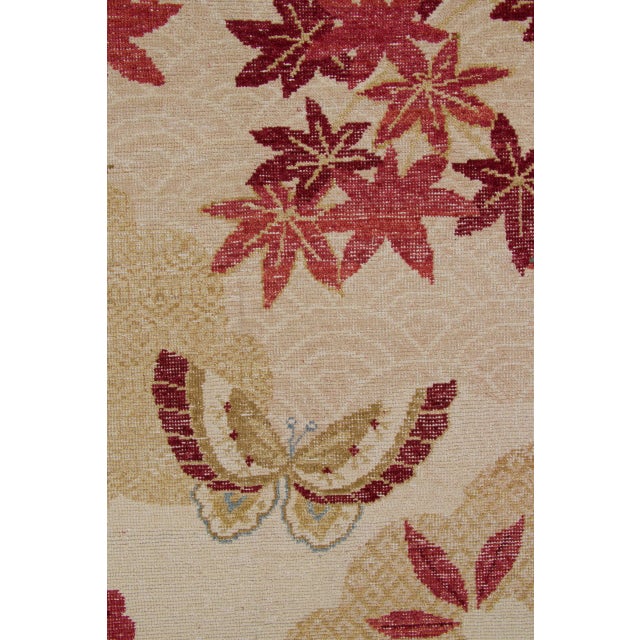 Rug & Kilim Contemporary Japanese Botanical & Seigaiha Wave Wool Rug by Rug & Kilim, India For Sale - Image 4 of 10