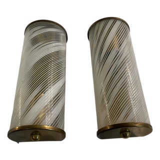Murano Glass and Brass Sconces from Paolo Venini, 1970s, Set of 2 For Sale