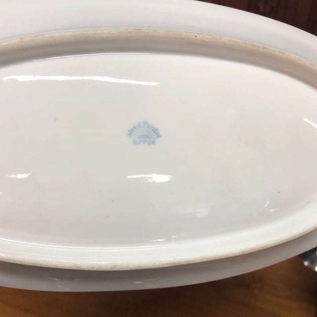 Art Deco Early 20th Century Nippon Gilt Moriage Celery With 6 Salts For Sale - Image 3 of 6