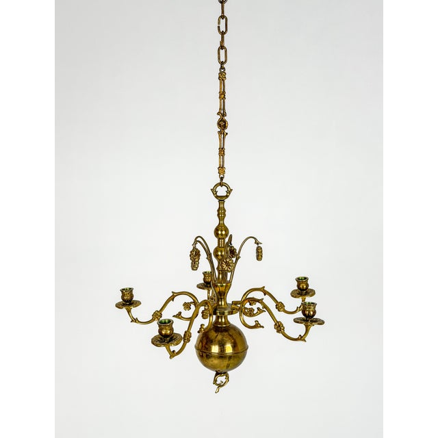 20th Century Swedish Brass Chandelier with Floral Motifs, 1920 For Sale - Image 10 of 10