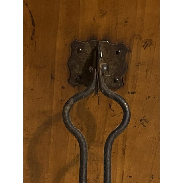 Farmhouse Antique Beveled Vanity Mirror With Notched Edge Detail, Wood Back With Forged Easel/Wall Hanger For Sale - Image 3 of 9