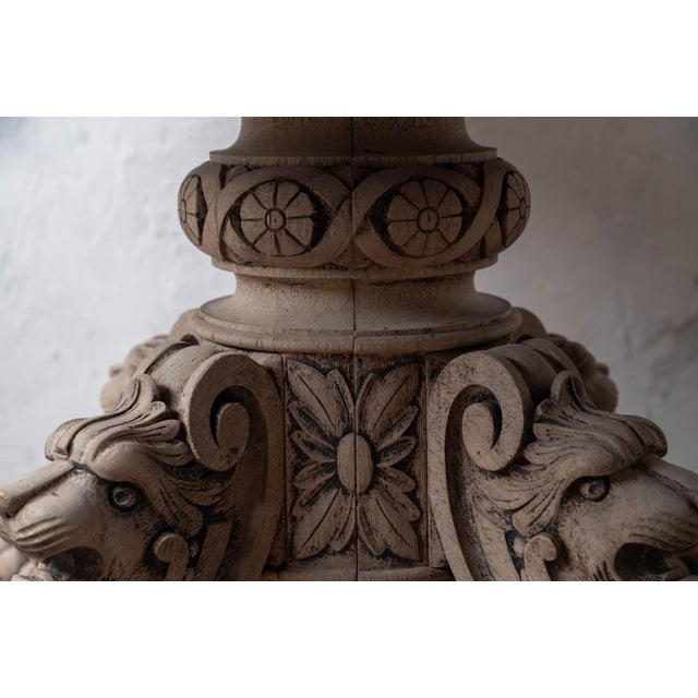 Wood Carved Oak Oval Table, Lion Mask Pedestal, France, 19th Century For Sale - Image 7 of 14